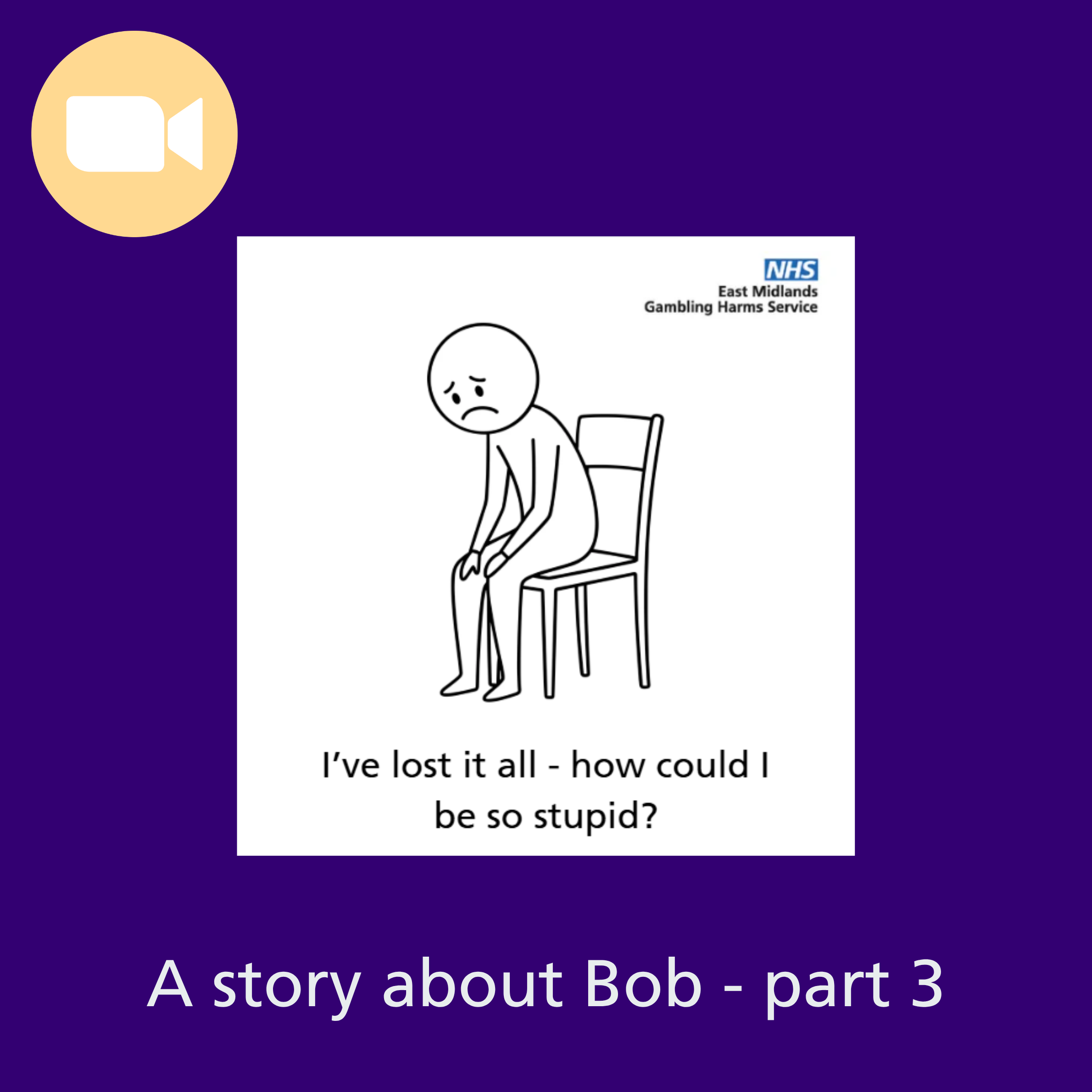 Graphic to illustrate click-through to an animated video about the East Midlands Gambling Harms Service 